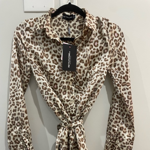 NWT Pretty Little Thing Leopard Print Ruffle Mini Wrap Dress - Picture 10 of 10